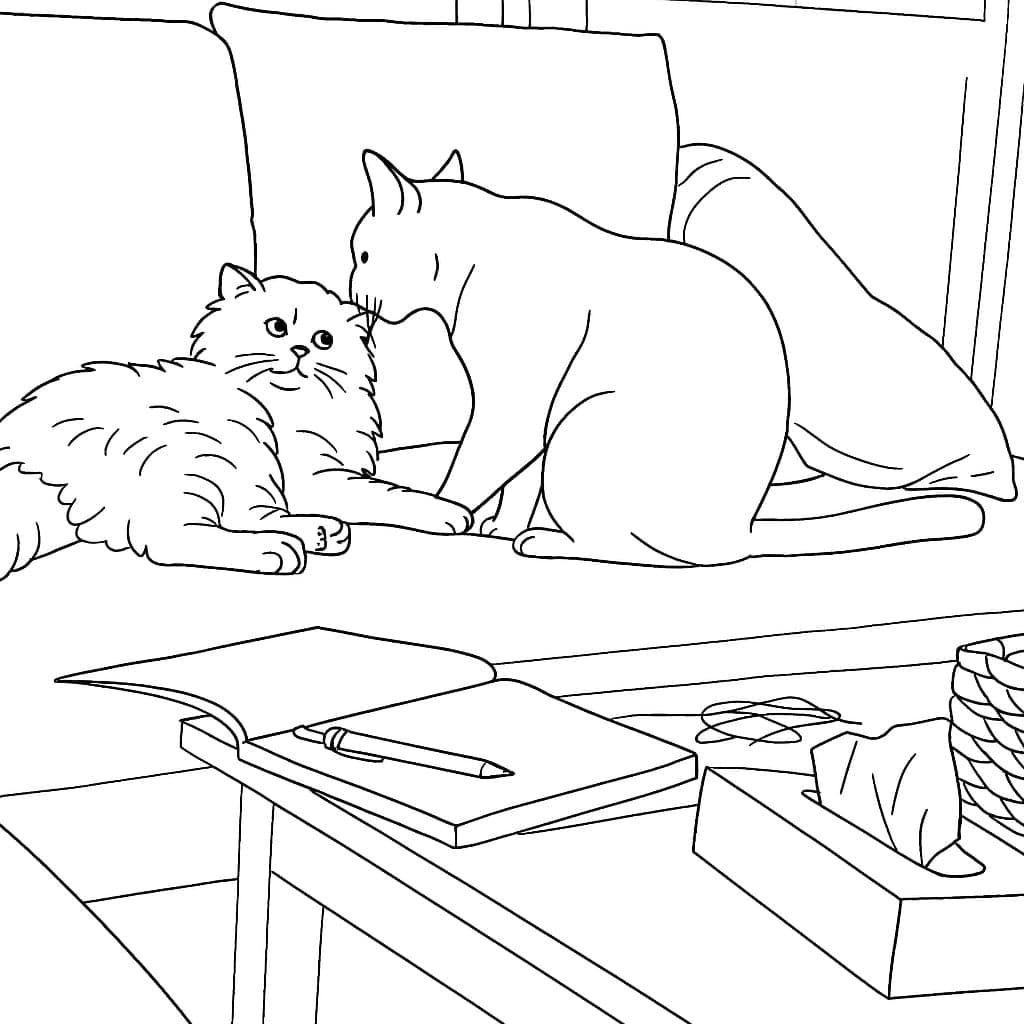 Målarsida av en lekfull katt